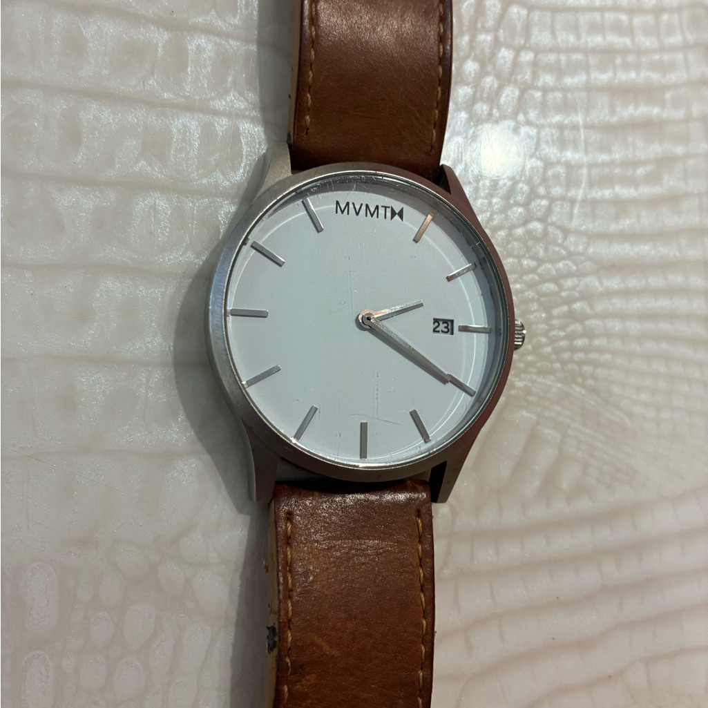 Mvmt White Dial With Brown Leather Watch